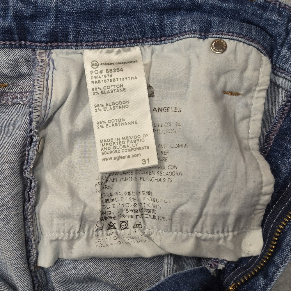 AG Adriano Goldschmied Mari High Rise Slim Straight Jeans Womens 31 Blue Denim - Picture 14 of 16
